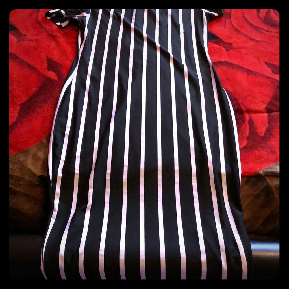 Long and new dress.  The fabric is fresh